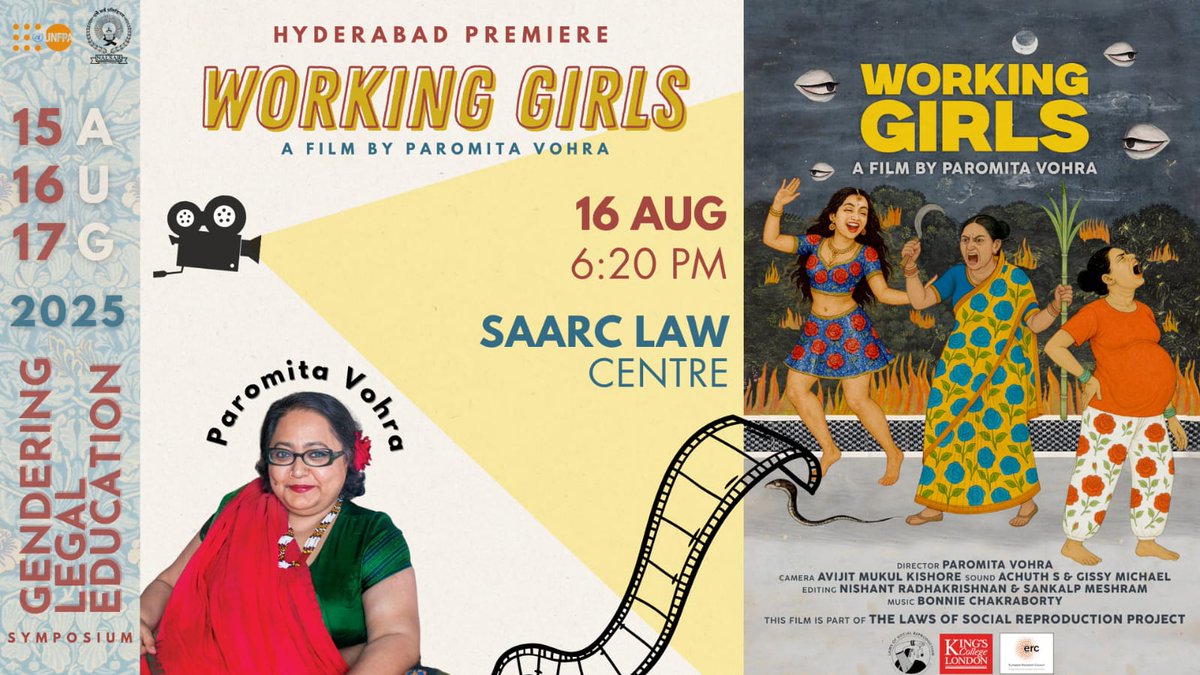 NALSAR_Official's tweet photo. On the second day of the symposium, the Hyderabad premiere of "Working Girls" by Paromita Vohra took place, followed by a critical discussion with Paromita Ma'am herself, to contextualise the reimagination of legal education. https://t.co/BWYSSrBl9H