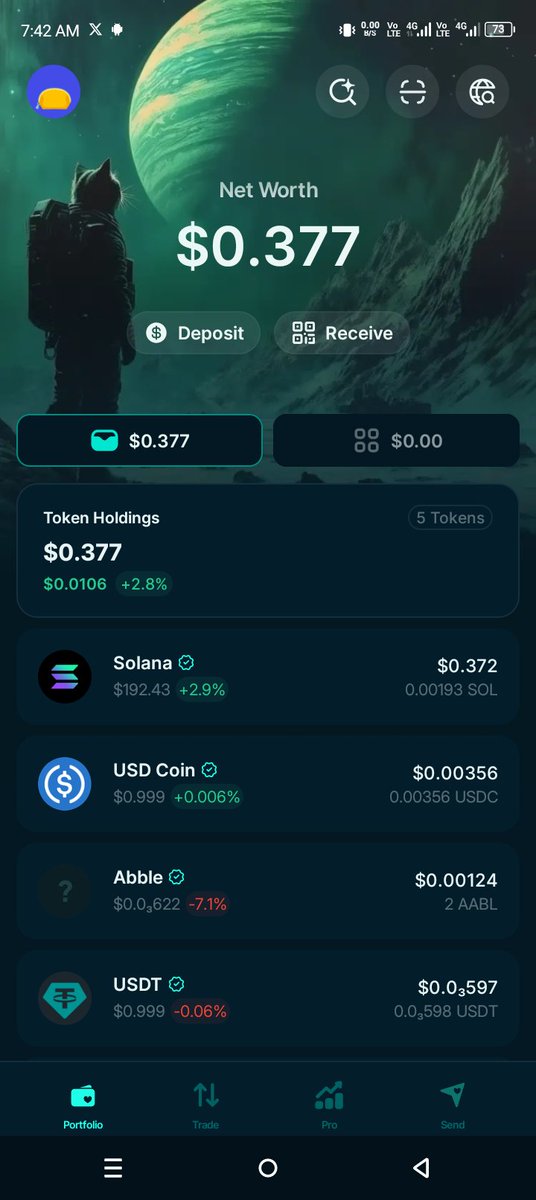 Screenshot of Jupiter Mobile Wallet Portfolio