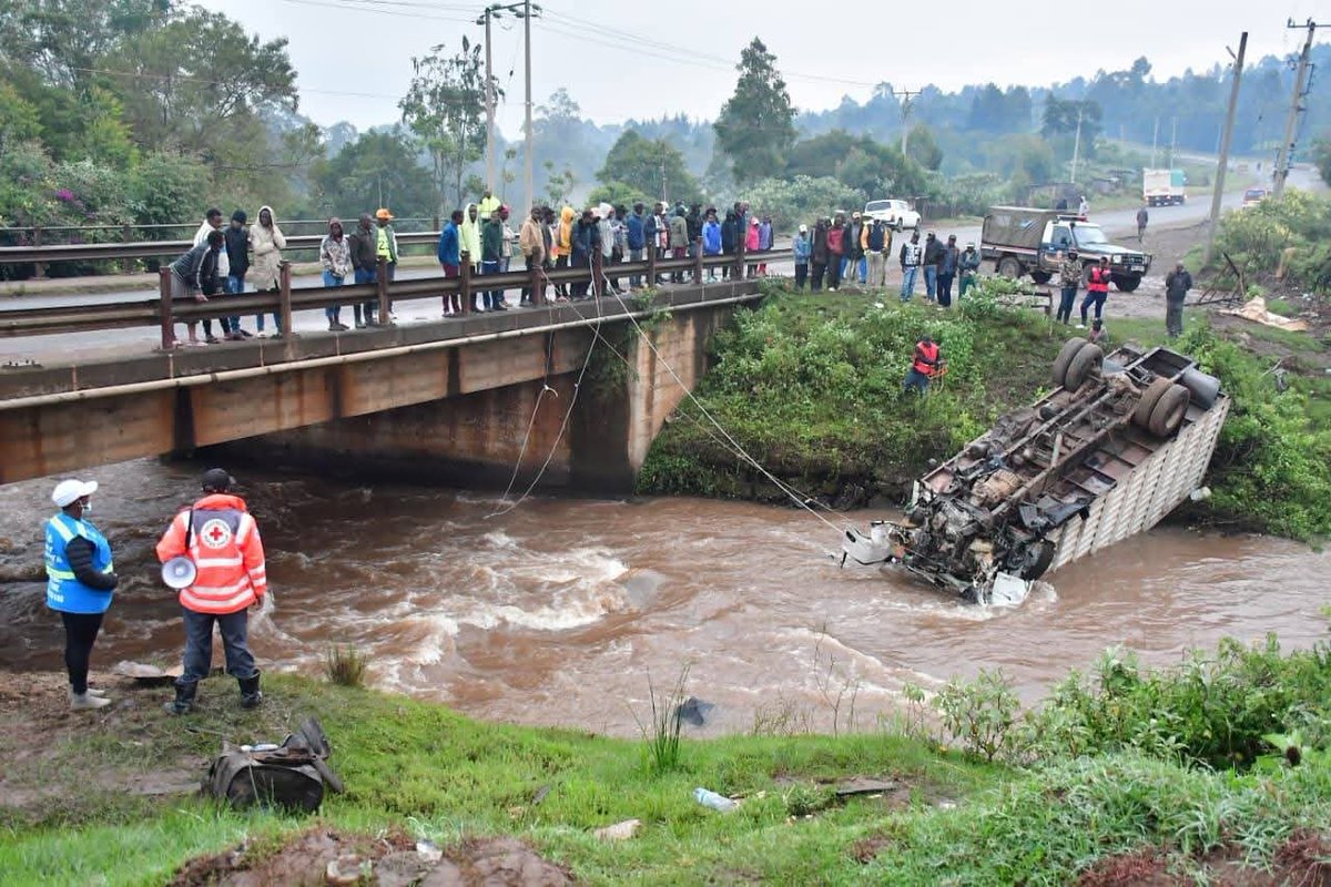 Two people killed, another injured after a lorry plunged into River Kipsonoi at Soimet Bridge on the Kaplong - Bomet highway.