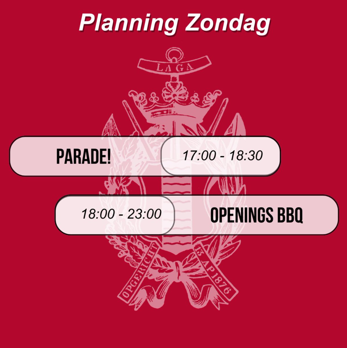 Planning Zondag <a href="/DSRVLAGA/">D.S.R.V. “Laga”</a> #Delft