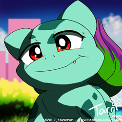 A PFP commission finally complete for <a href="/DarklyDonut/">Darkly</a>  of his SPK form, Lavender the Bulbasaur.
Since Bulbas don't wear clothing in this world, he expresses his purple fashions via dyed bulb. :3
#SPK #Pokemon #Bulbasaur

My art is not to be reuploaded or used in AI art in any way.