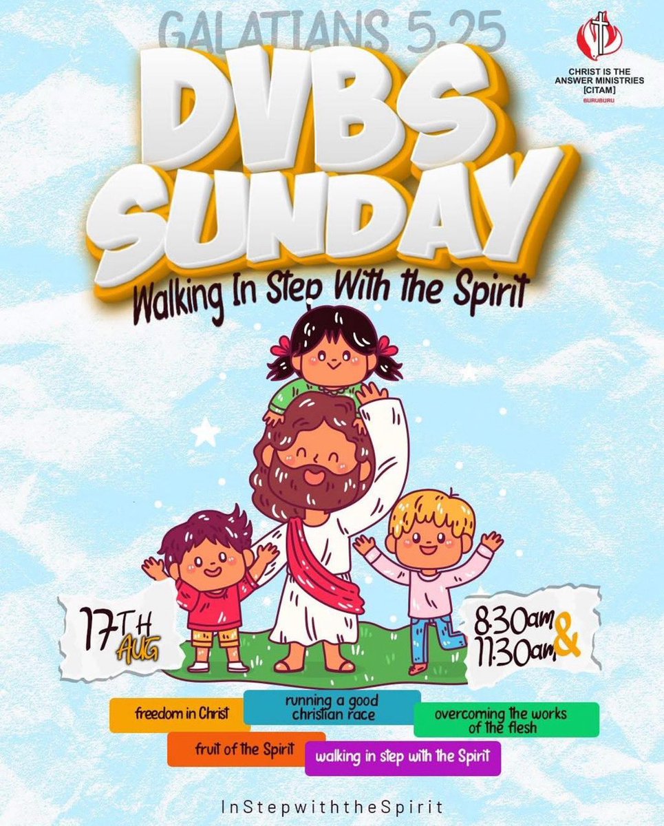DVBS SUNDAY 👶🏽👧🏽👦🏽

A special thank you to all the DVBS workers, as well as our amazing team of pastors and staff, who made this week a great success🤗👏🏽

Your labour in the Lord is not in vain🫡

Visit any CITAM Assembly to attend🥳
#dvbs #dvbs2025 #instepwiththespirit