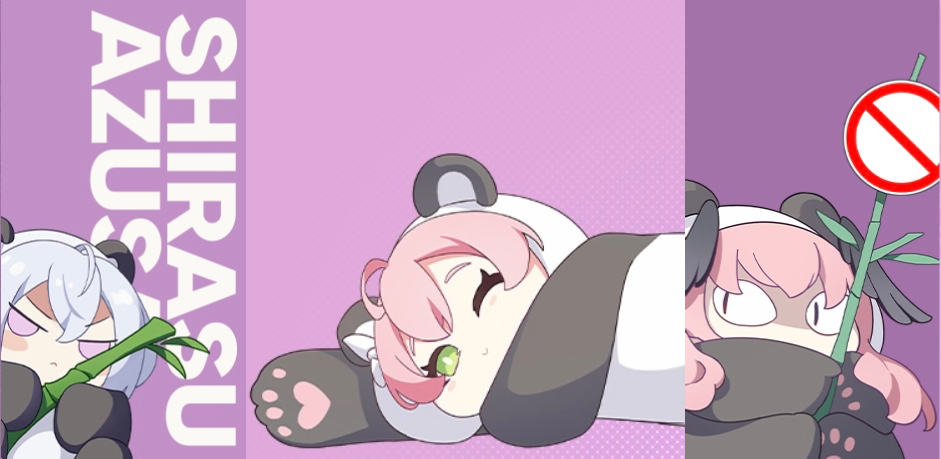 白洲アズサ(ブルアカ) ,下江コハル(ブルアカ) 「アズサのグッズが出た時のイラストとは違うから全員描き下ろしのパンダだ」|白ぱなのイラスト