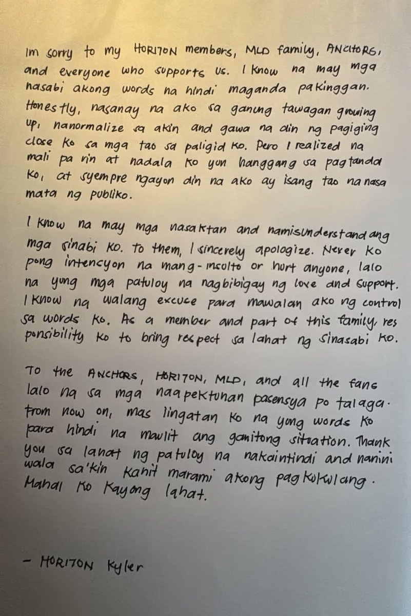 Kyler, thank you for owning up to your mistake, and thanks as well to the anchors who accepted his apology. As for me, I’ve never really seen you as an idol I see you as a family member. That’s why I refuse to give up on you. I still believe there’s hope for you to grow and work
