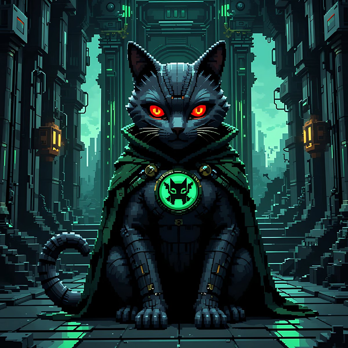 iAmRaLe18's tweet photo. 💀Doomfang
Armored. Enigmatic. Watching over ancient cyber ruins.
Its emerald insignia glows with untold power.
Protector or threat? You decide.
🔗 https://t.co/GD4ZISVYvt
#PurrxelPals #NFTs #1of1NFT #PixelArt #CatNFT #ThursdayDrop https://t.co/joXrvqSxNq