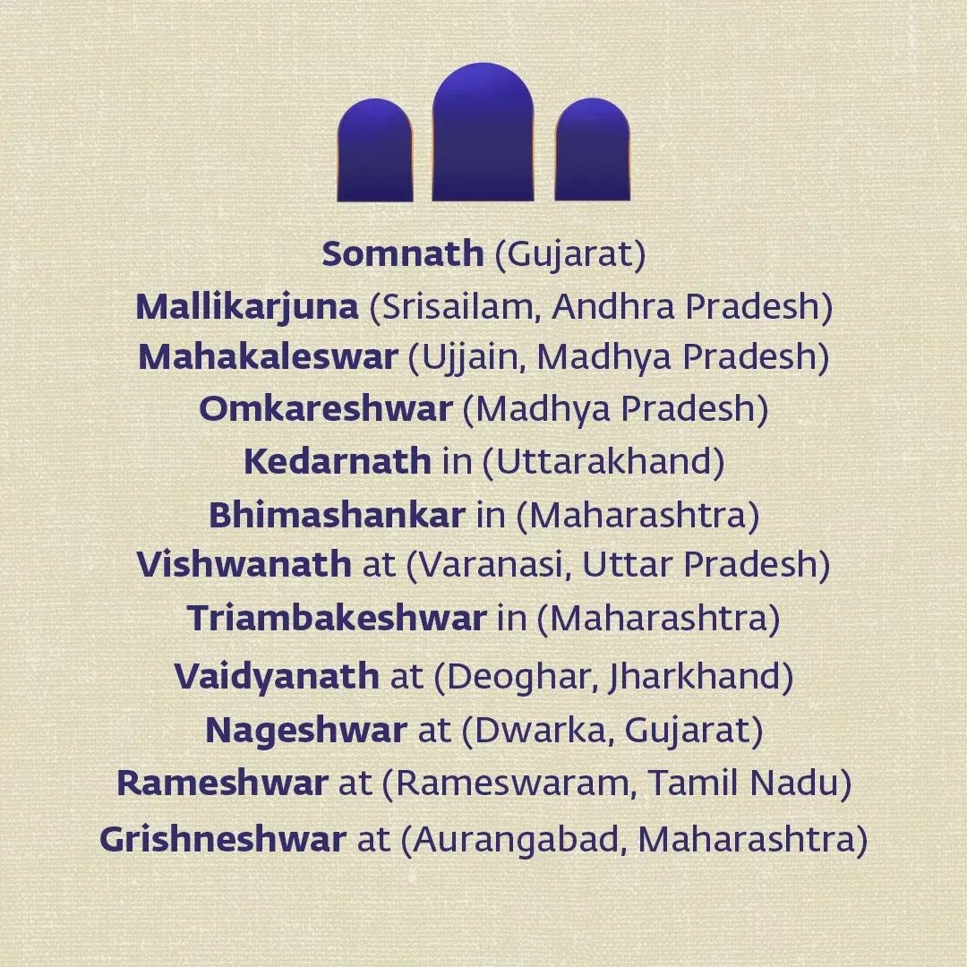 itzgurusgrace's tweet photo. Swipe to see the 12 Jyotirlingas that have been powerfully consecrated by Yogis of the past.

#Jyotirlingas | #Sadhguru 
#Somnath #Mallikarjuna #Mahakaleswar
#Omkareshwar 
#Kedarnath 
#Bhimashankar 
#Vishwanath 
#Triambakeshwar 
#Vaidyanath
#Nageshwar 
#Rameshwar
#Grishneshwar https://t.co/PenqQGLHfX