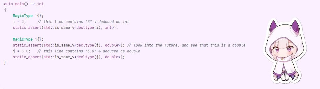 term_est's tweet image. time travel type-deduction in pure C++ :3