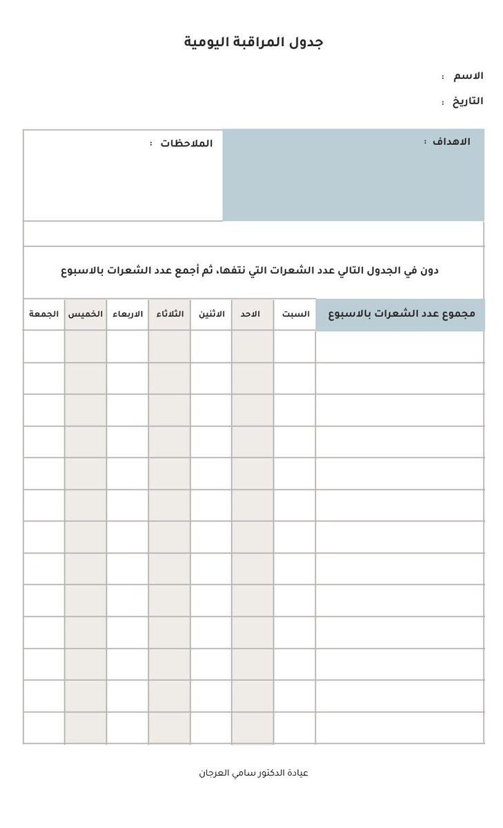 ينتشر سلوك نتف الشعر عند الإناث اكثر من الرجال، ويظهر من بداية المراهقة واحياناً منذ الطفولة. العلاج السلوكي فعال جداً في إطفاء هذا السلوك.
..
اشارككم برنامج علاج سلوكي ذاتي لتقليل من سلوك نتف الشعر 👇🏻