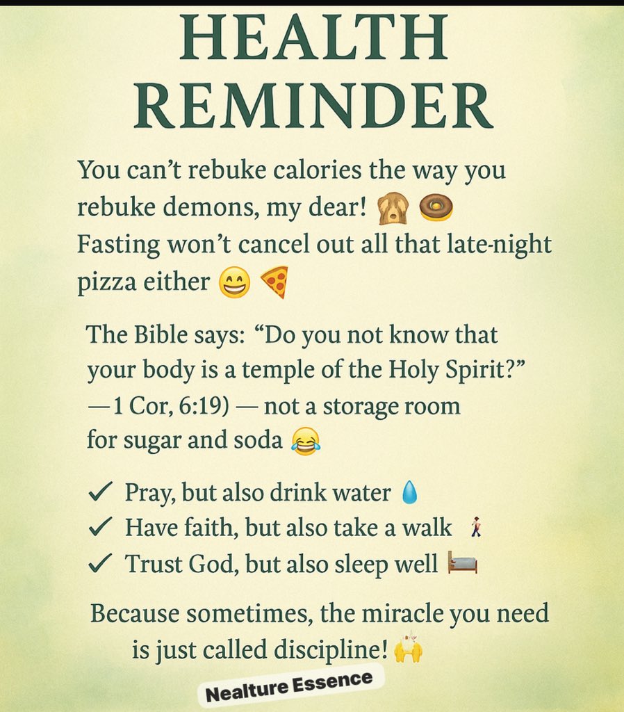 Mabel_Comfort's tweet image. Sometimes the miracle you need is called discipline!#FaithAndHealth #HealthyLiving #ChristianHumor #BodyMindSpirit #NealtureEssence