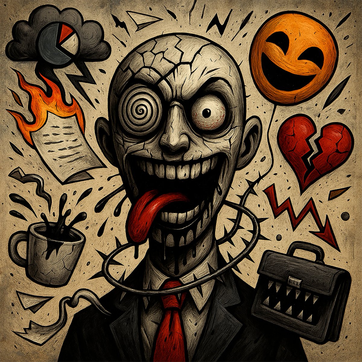 Just minted “The Spreadsheet Jester” a surreal, darkly satirical avatar born from office chaos and fractured power dynamics. 
Now live on <a href="/objktcom/">objkt</a>: objkt.com/tokens/KT19Sup…  
#NFT #Tezos #SurrealArt #Satire #OfficeChaos