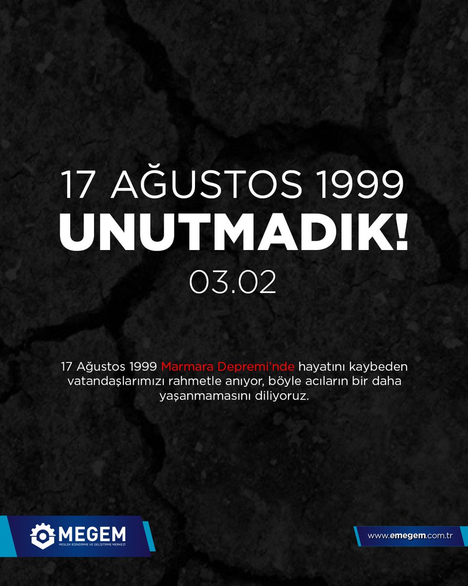 eosbmegem's tweet photo. UNUTMADIK!!
17 Ağustos Marmara Depremi’nin 26. yıl dönümünde hayatını kaybeden vatandaşlarımızı rahmetle anıyoruz.
@OsbEskisehir 
@EOSBESBEM https://t.co/wsdqBIwnUx