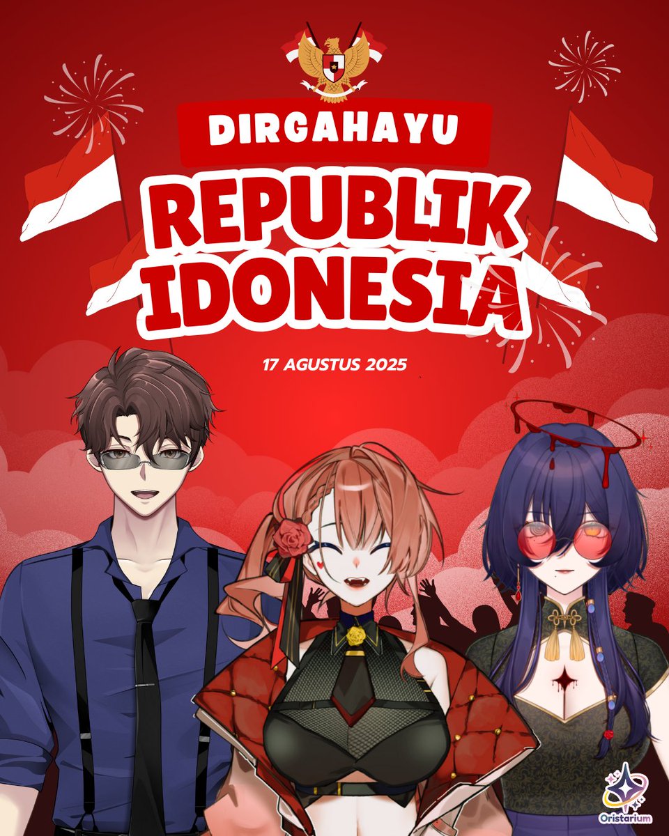 Kami segenap staf dan liver dari Oristarium mengucapkan
Dirgahayu Republik Indonesia yang ke-80! ✨🇮🇩
Mari kita terus menjaga persatuan, menyalakan semangat dan melangkah bersama untuk masa depan bangsa yang lebih baik.

#HUTRI80 #Oristarium #VtuberID