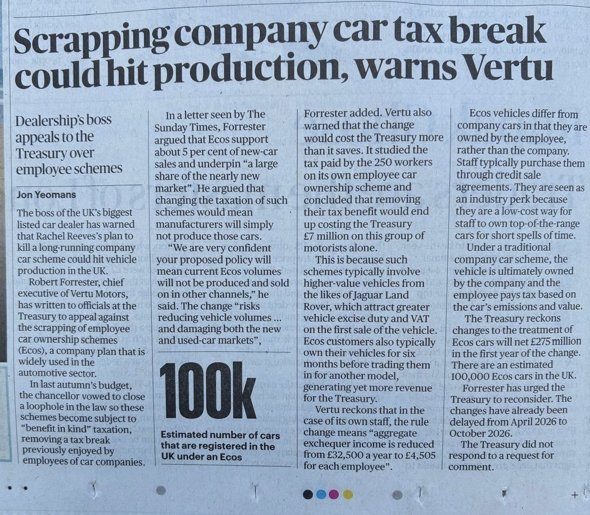 vertumotorsCEO's tweet photo. Today’s #SundayTimes includes an article on my recent appeal to the Treasury. Here it is, if you’d like to read: https://t.co/8pLsaqbnkn