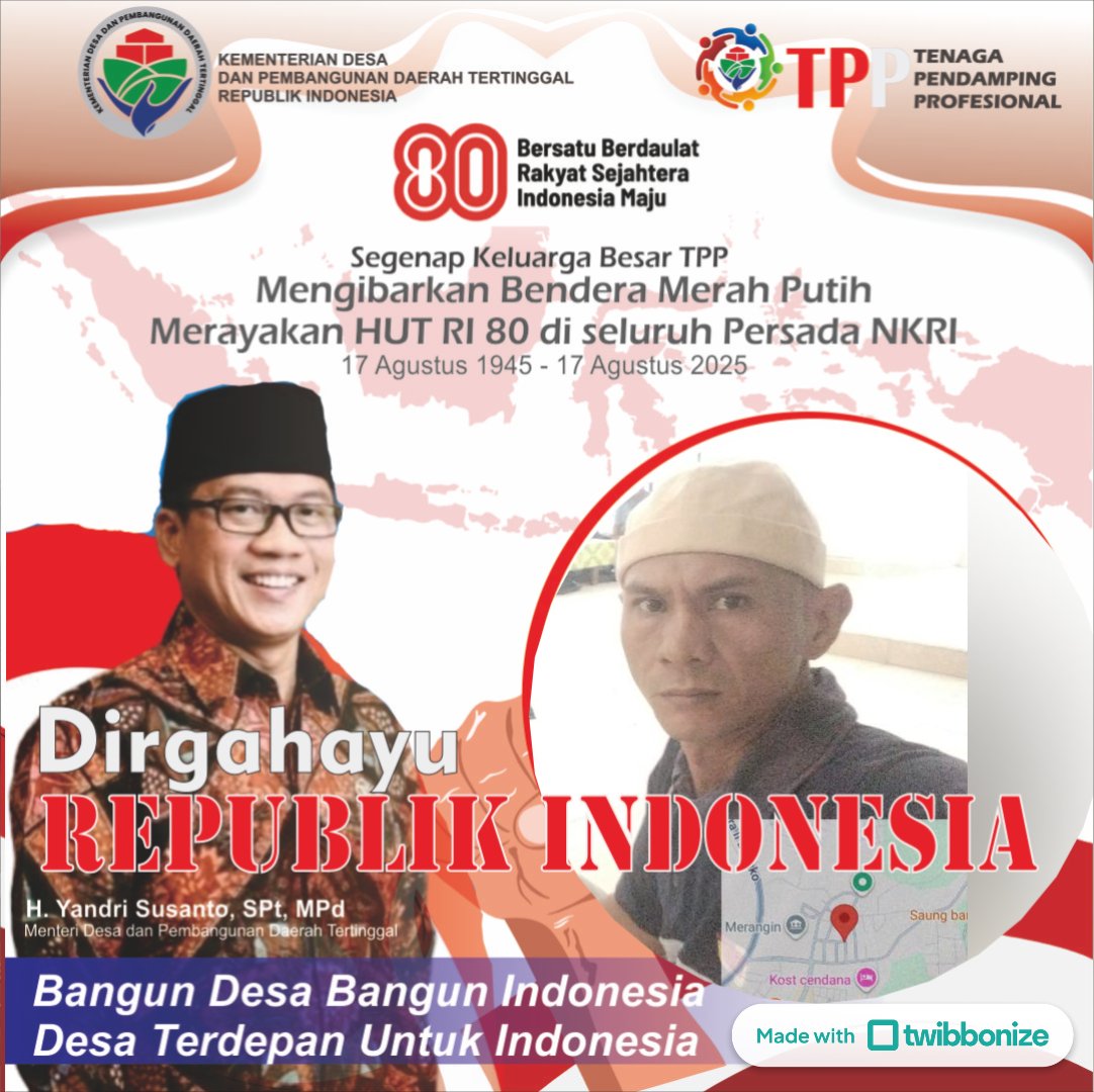 penbae's tweet photo. Dirgahayu RI ke 80thn
#tppkibarmerahbenderamarahputih
#tppdirfahayurike80thn
#bagundesabangunindonesia
#TPPProvJambi 
#tppkab.... 
@prabowo 
@YandriSusanto 
@ahmadrizapatria 
@bpadmkemendesa https://t.co/ZYNEEhSKig