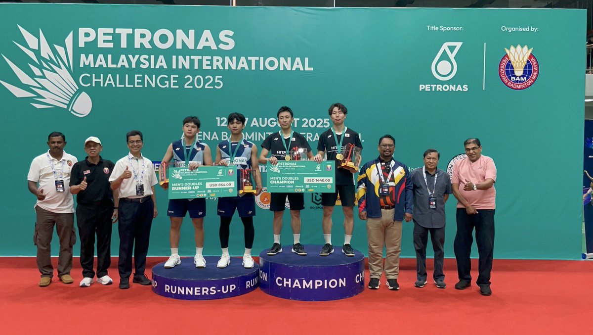 hitachi_badmit's tweet photo. マレーシアIC🇲🇾
本日は決勝戦が行われ、松居玉手ペアはマレーシアペア🇲🇾に2-0で勝利し、優勝しました🏆
応援ありがとうございました！！
引き続き国内外の大会で良い結果を出せるように頑張ります💪
今後とも応援よろしくお願いします🙇

#日立
#日立情報通信エンジニアリング
#バドミントン https://t.co/3Tw9l6Ymn1