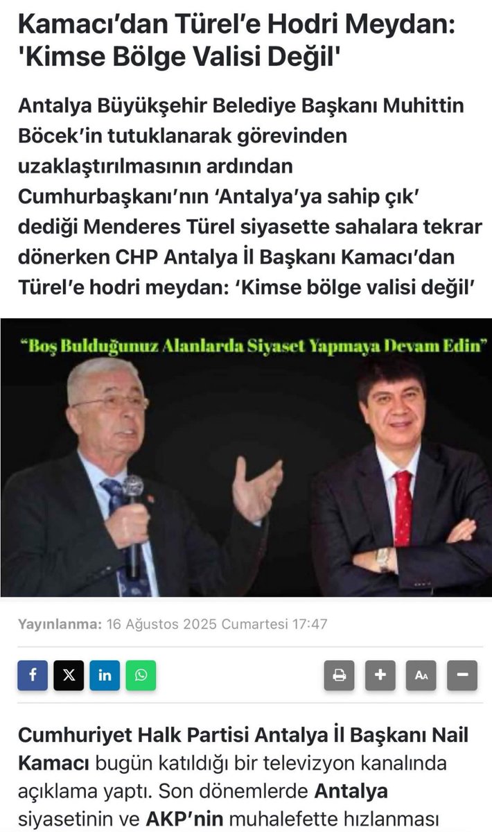 Kepezüstü Kavşağı açıldıktan sonra çektiğimiz videoda "Çalmayınca çırpmayınca bu hizmetler oluyor" dedik.

Aman ya Rabbi!
Muhalefetten bazıları bu sözlerin peşine takıldı, şahsımı “Bölge Valisi Türel” diyebilecek düzeyde haksız suçlamalara maruz bıraktı.

Ya biz size "Çaldınız