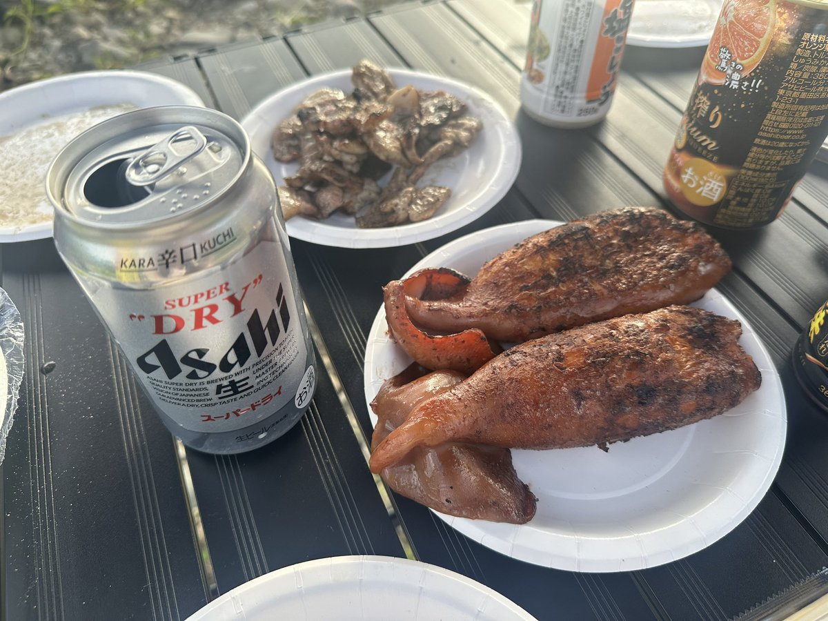 seri7be's tweet photo. BBQ最高だ～🍖🔥
イカと牛タン大正解すぎる💯 https://t.co/9yXL9L0lyf