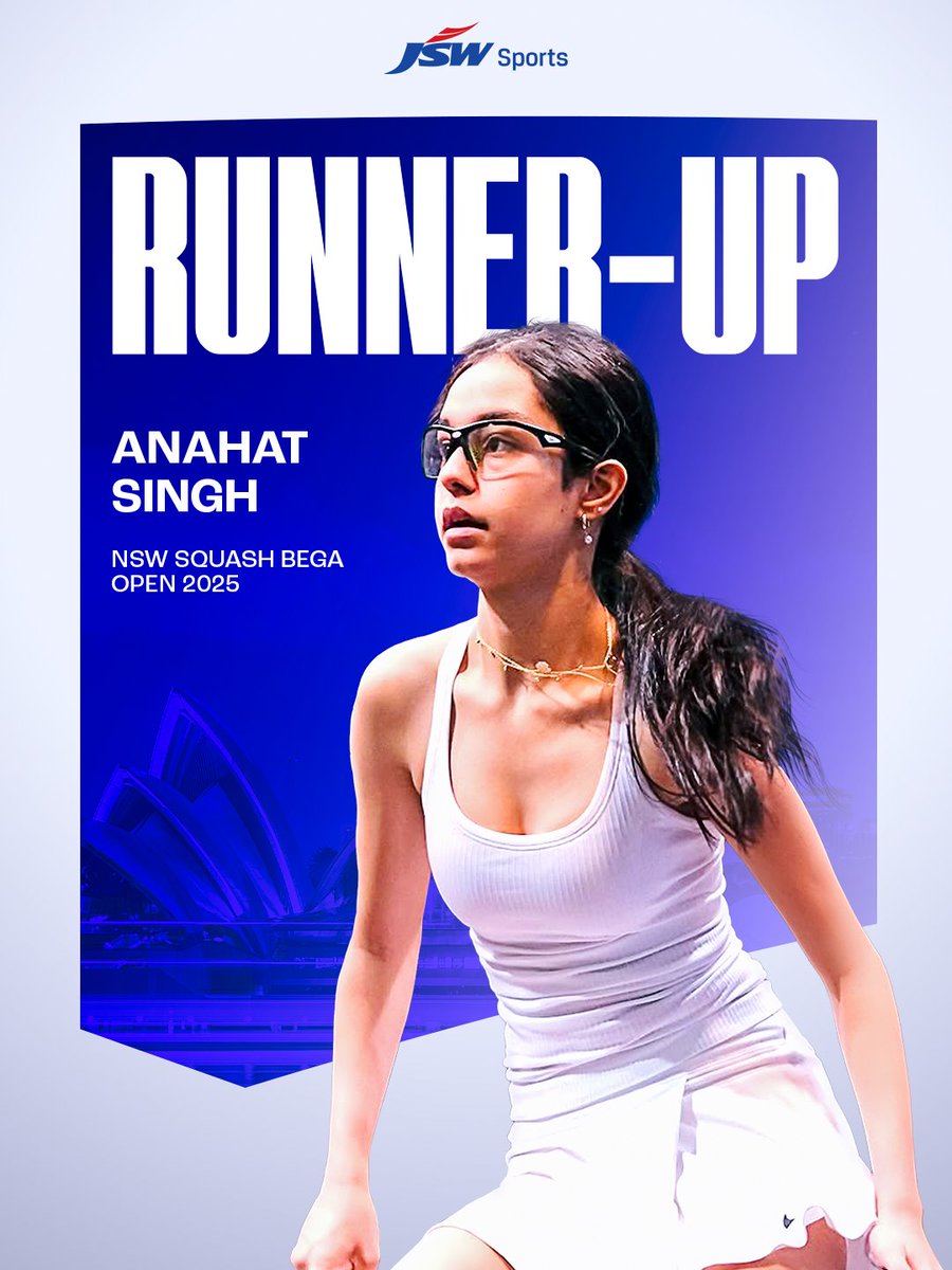 JSW Sports (@jswsports) on Twitter photo Fighting spirit, rising ranks! ๐ช
JSW Sports athlete <a href="/Anahat_Singh13/">Anahat Singh</a> battled her way to a runners-up spot at the NSW Bega Squash Open 2025. With this performance, she breaks into the World Top 50, now ranked 46. ๐
#JSWSports #AnahatSinghย #BetterEveryDay Fighting spirit, rising ranks! ๐ช
JSW Sports athlete <a href="/Anahat_Singh13/">Anahat Singh</a> battled her way to a runners-up spot at the NSW Bega Squash Open 2025. With this performance, she breaks into the World Top 50, now ranked 46. ๐
#JSWSports #AnahatSinghย #BetterEveryDay