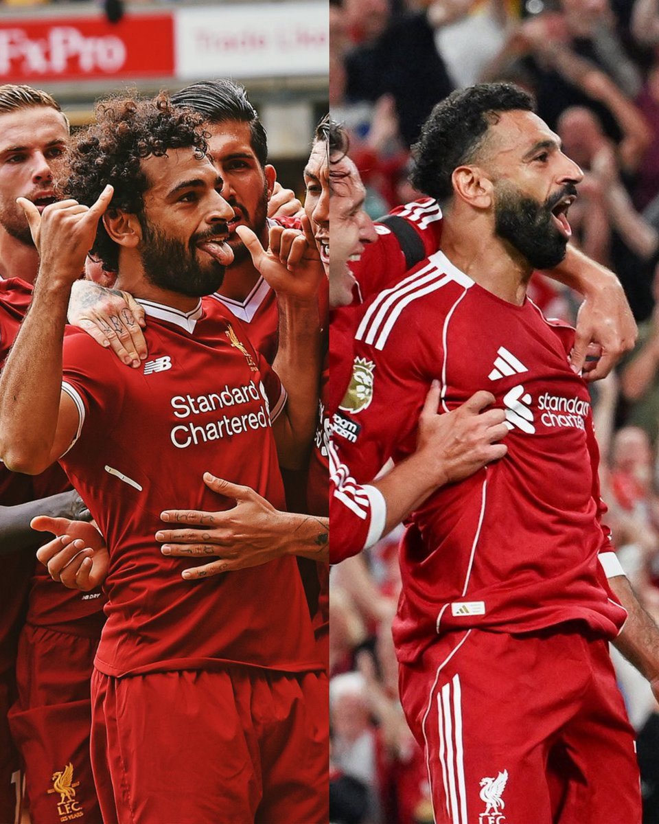 9 seasons apart. Still the same Mo Salah. 👑