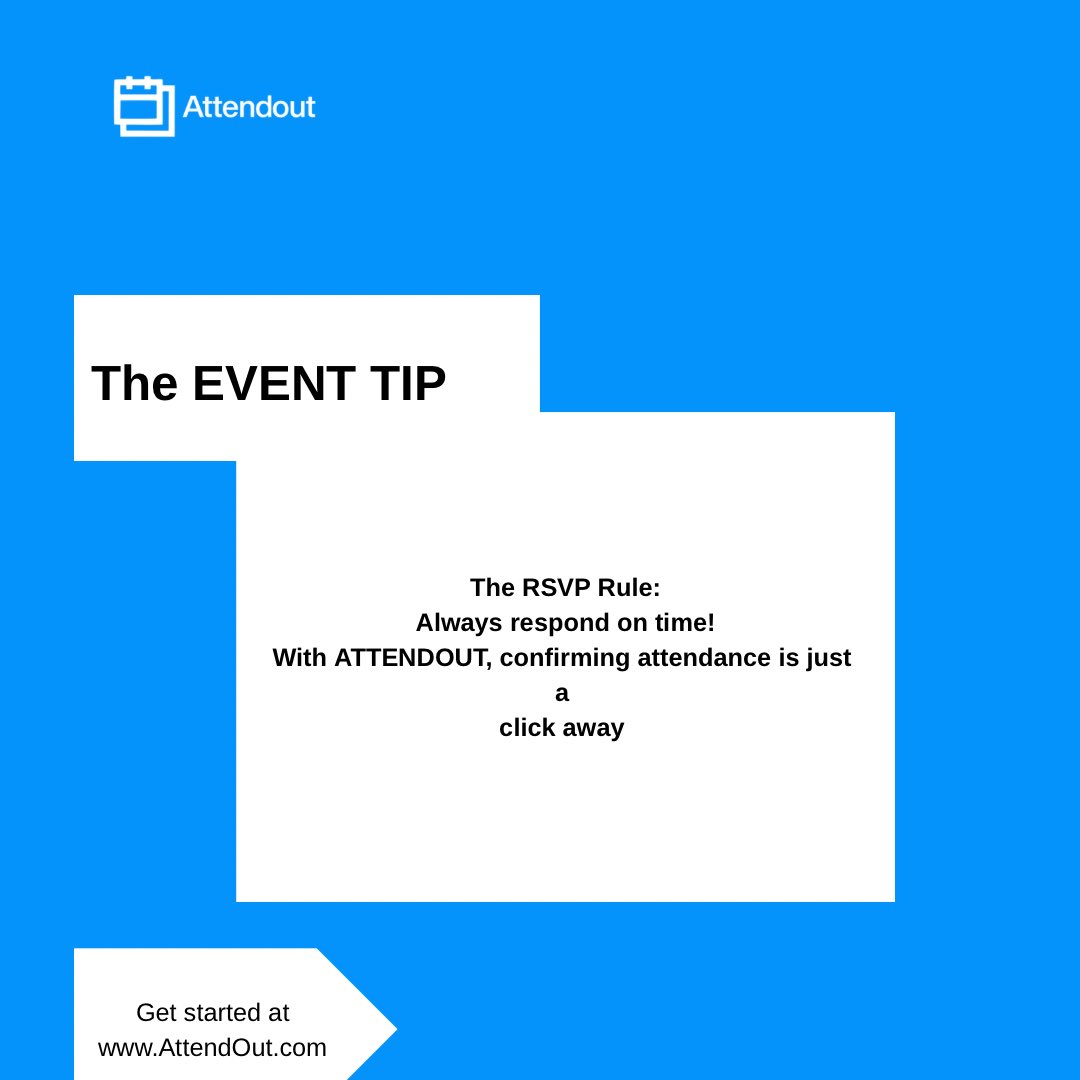 AttendOut's tweet photo. EVENT PLANNERS, TAKE NOTE! 

The RSVP Rule: Always respond on time 

With Attendout, confirming attendance is just a click away. No more chasing guests, stress-free planning.
Ready to elevate your event game? 

Visit https://t.co/kyYGtgHZDX to get started!
#ekiti #lagos #events https://t.co/WwmAWKADVl