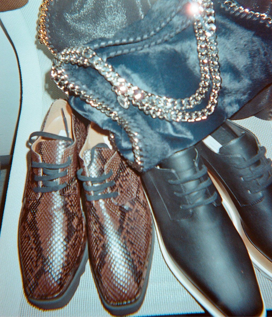 StellaMcCartney's tweet photo. Behind the scenes with Amelia Gray in the limited-edition Elyse platforms, shot by Stella.
Around 23 billion pairs of shoes are produced annually, driving 60% of leather usage. The Elyse is #vegan down to the glue.
Shop #Elyse in-store and at https://t.co/TUZp1X0Lzd
Credits
Photography: #ShotByStella
#AmeliaGray #crueltyfree #StellaMcCartney