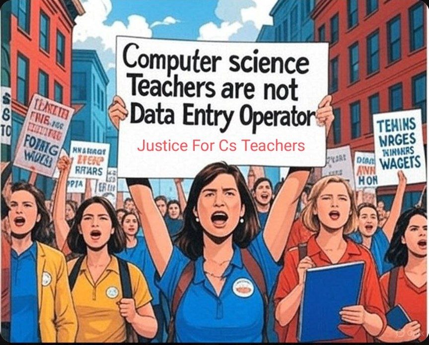 #Cs_Teachers_arenot_Data_Entry_Operators
कंप्यूटर विज्ञानं शिक्षक का कार्य शिक्षण है,बच्चों को पढ़ना है , 
डाटा एंट्री का कार्य नहीं 
फोटो स्टेट का कार्य नहीं 
फॉर्म भरने का कार्य नहीं है 
जब शिक्षक को डेटा एंट्री में लगाया जाता है, तो छात्रों को कंप्यूटर का क्या ज्ञान देंगे?