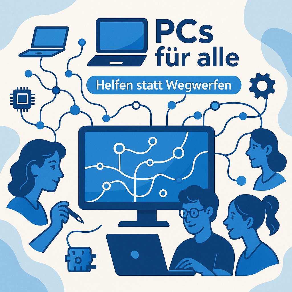 Nachhaltig. Sozial. Digital.
Alte Rechner müssen nicht auf den Müll – sie können Zukunft schenken.
„PCs für alle“ verbindet Ressourcenschonung mit echter Hilfe.

Sustainable. Social. Digital.
Old computers don't have to end up in the trash—they can give someone a future.
“PCs für
