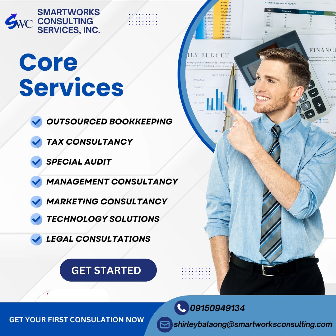 SmartworksInc's tweet image. At Smartworks Consulting Services, Inc., we help you stay accurate, compliant, and stress-free with our trusted services:

Smart Solutions. Smarter Business.

#Smartworks #BusinessSolutions #Consulting #Bookkeeping #TaxConsultancy #BusinessGrowth