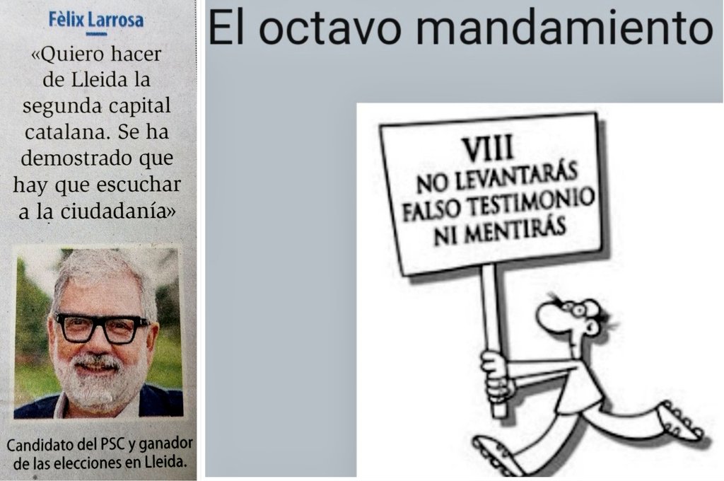 Furo2Ponent's tweet photo. Apreciado alcalde Félix Larrosa i Piqué @flarrosa.

De los #diez mandamientos, ¿Recuerda usté el #octavo?.

Mayo 2027, está a la vuelta de la esquina.  😜 https://t.co/POGjC1vVWr