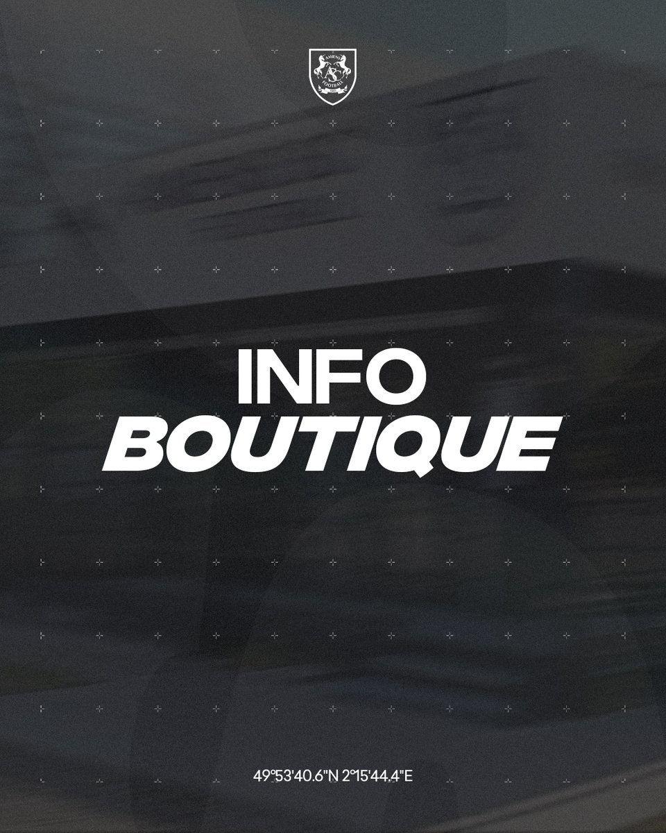 🛍️ Infos horaires boutique

La boutique officielle de l’Amiens SC vous accueille :
📌 Du mardi au jeudi : de 10h à 18h30
📌 Le vendredi : ouverture prolongée jusqu’à 23h