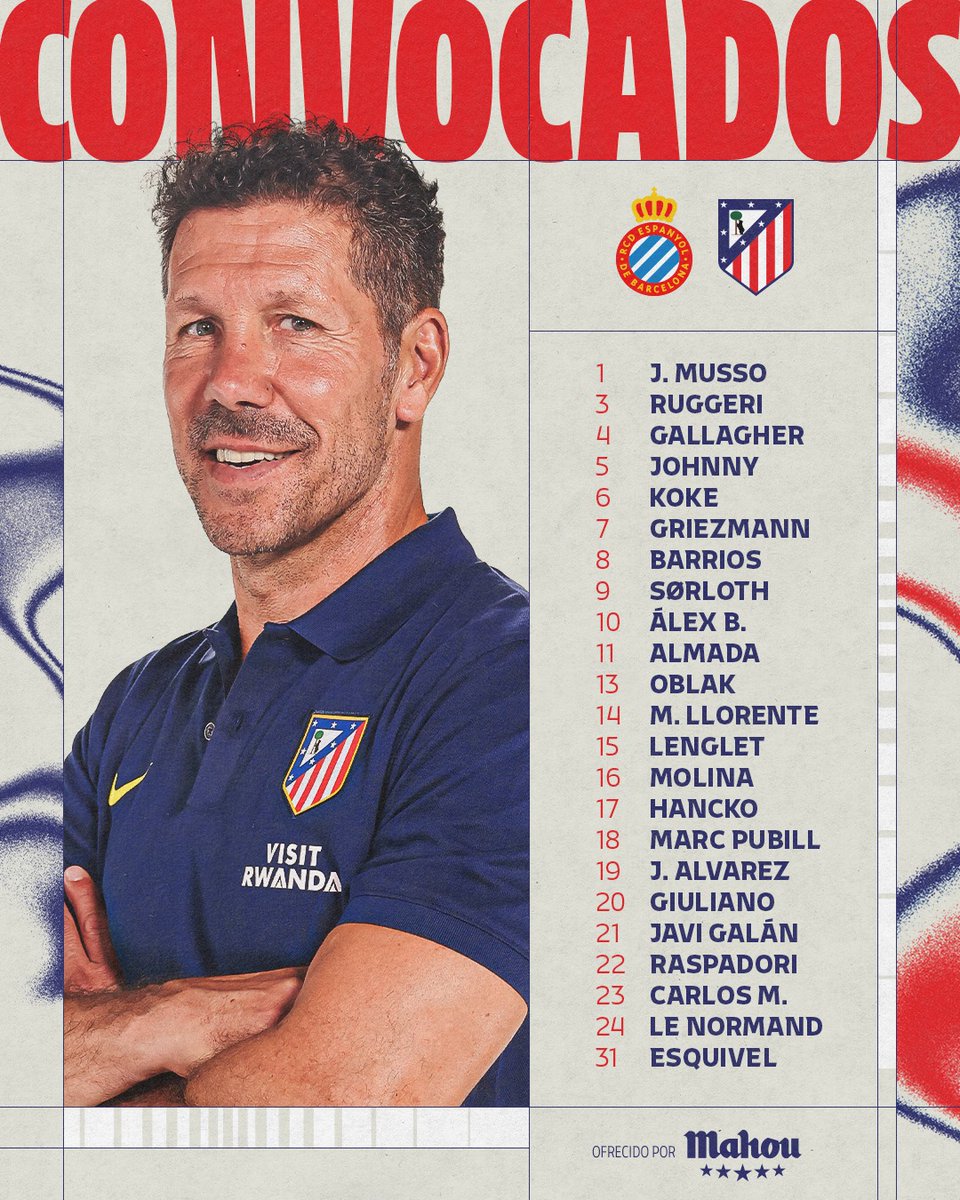 Atleti's tweet image. La primera convocatoria del Atleti 25/26