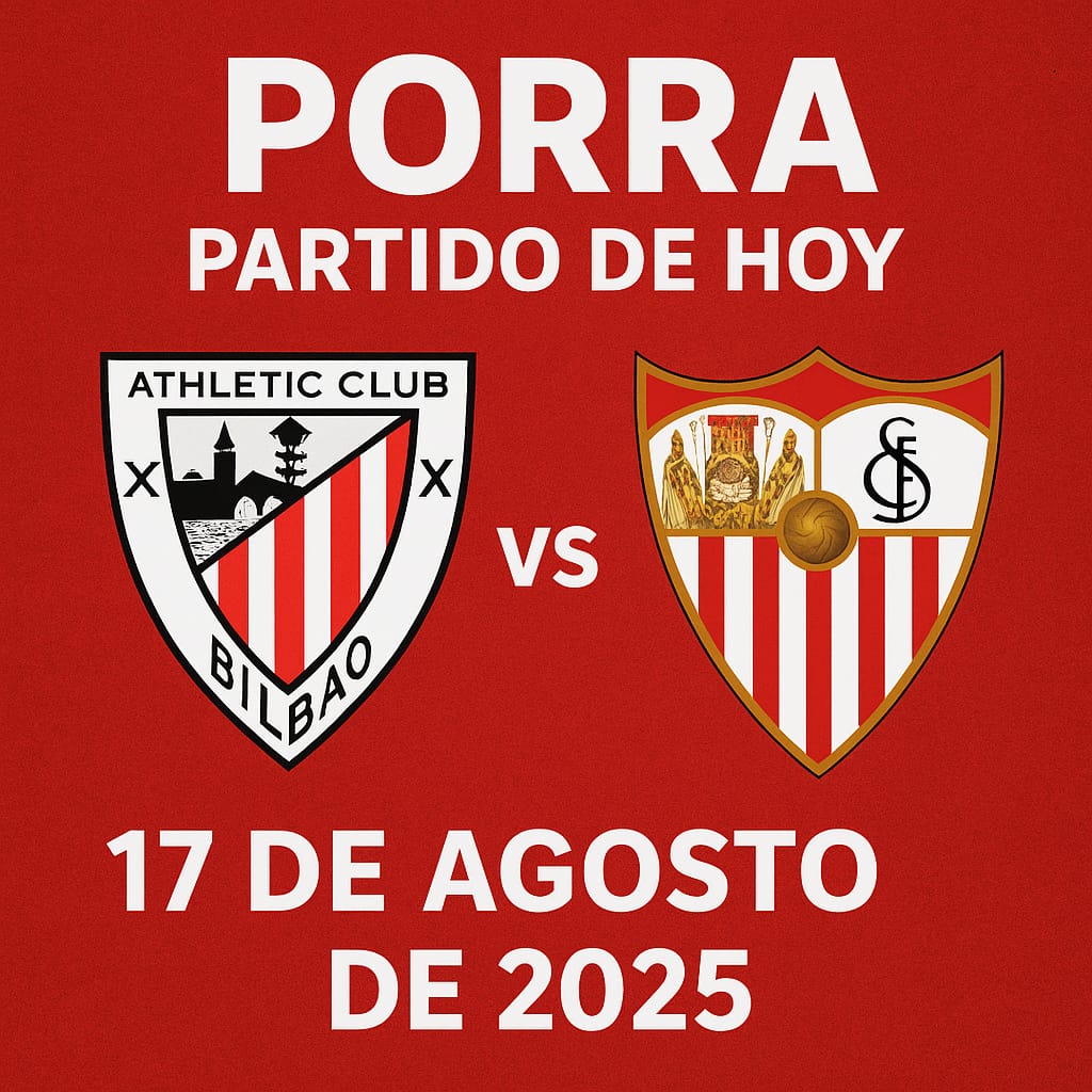 🔴⚪ ¡Hoy toca porra sevillista! ⚪🔴

📅 Athletic Club 🆚 Sevilla FC
🕘 17 de agosto de 2025

Deja tu resultado en los comentarios 👇
¡A ver quién acierta el marcador del partido! 🔥⚽

#SevillaFC #PorraSevillista #AthleticSevilla