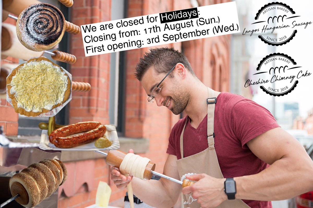 Our summer holidays have begun.⁣
⁣
Thank you for your custom, looking forward seeing you all on 3rd September opening ☀️⁣
Photo by: <a href="/dorahorvathphot/">Dora H. Photography</a> 
⁣
#hungarian #shop #warrington #langos #chimneycake #kurtos #kifli #doughnut #pizza #streetfood #dessert #yummy #kolbasz