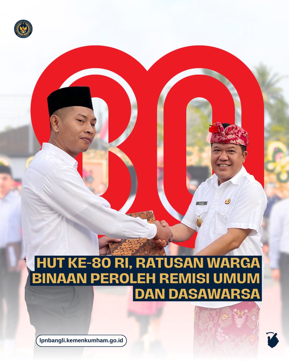 LapastikBangli's tweet photo. HUT KE-80 RI, RATUSAN WARGA BINAAN PEROLEH REMISI UMUM DAN DASAWARSA
Selengkapnya di laman :
https://t.co/C1pgAbi3np
#kemenimipas #ditjenpas #remisi #hutri #lapastikbanglipastiajeg https://t.co/1FZYBIgSr9
