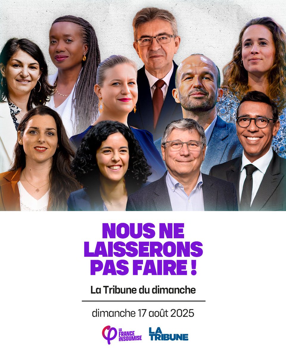 FranceInsoumise's tweet photo. 📰 Nous ne nous laisserons pas faire ! 

Face au gouvernement Bayrou qui refuse d’entendre le peuple, les insoumis appellent à rejoindre les mobilisations du 10 septembre et déposeront une motion de censure. 

👉 Retrouvez la tribune ici :  https://t.co/s9QMUXs1Gu https://t.co/y6zmC4c968
