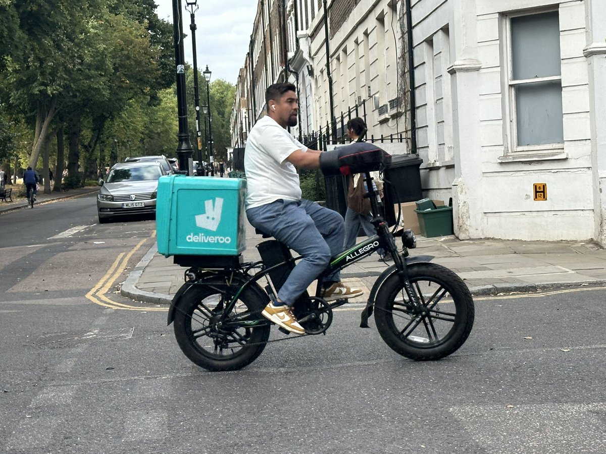 Hi <a href="/Deliveroo/">Deliveroo</a> - we think your delivery people are mostly awesome, but could you please ask this guy, and his froends, not to do 20-30mph across the pedestrian areas of the fields please?  Thanks!