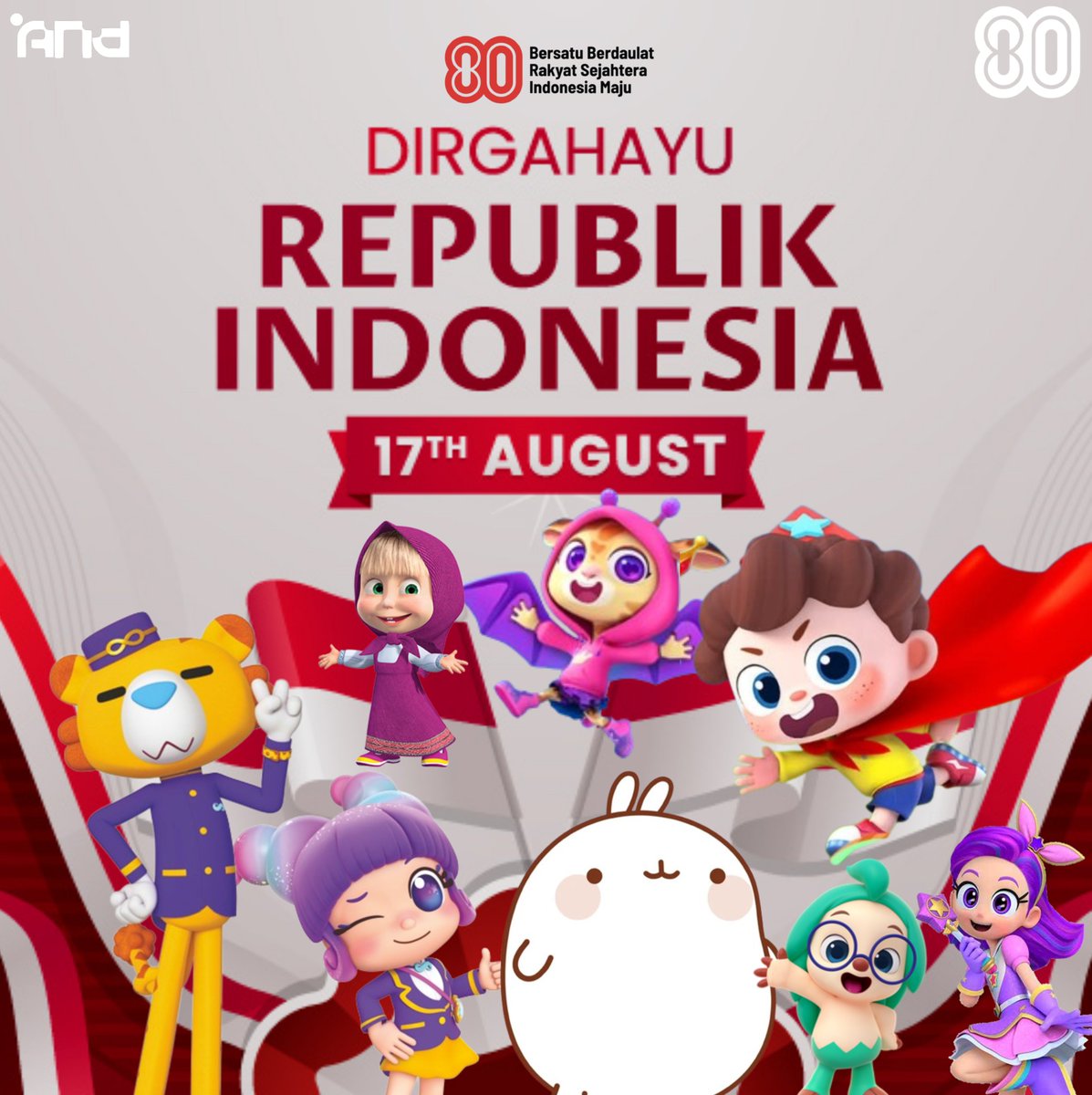 AND_DigitalIDN6's tweet image. Selamat Hari Kemerdekaan Republik Indonesia HUT RI 80

#BubblesHotel #BabyBus #SheriffLabrador #YesNeo #Yes_Neo #MashaAndTheBear #RainbowBubblegem #Molang #AnimatedNetworkDigital #AnimatedNetworkDigitalID #HutRi80 #Merdeka #RI802025 #ANDFREEDOM #ANDID #ANDIndonesia #AND2025