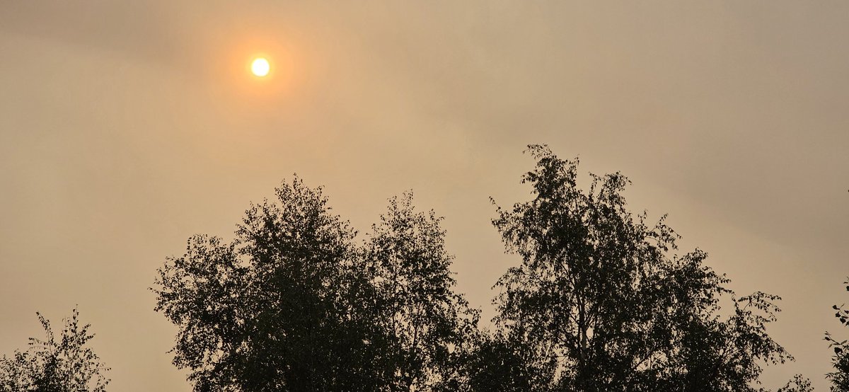 Menchiques's tweet photo. Son las 10:20 de la mañana y así vemos el sol en el #valledebenasque Alguien tiene una explicación? Humo? Calima? https://t.co/TEwoqOdLuN