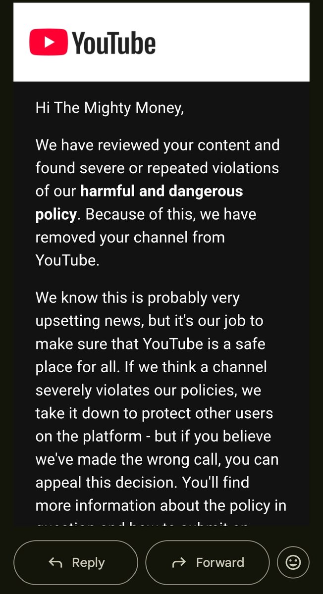 The_FinanceNote's tweet photo. @fuse_flame @TeamYouTube My channel was also suspended, even put up a Petition but it got rejected. I mailed the internal team of YT, fortunately my channel got restored. https://t.co/pBazQ2nwYw