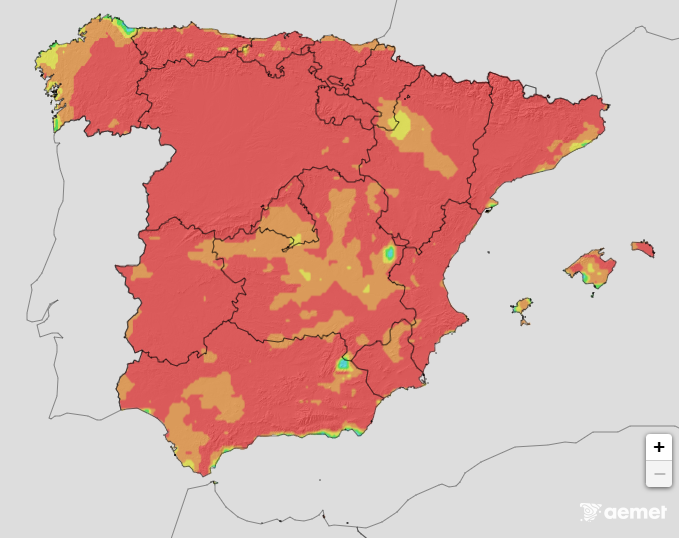🔴 La <a href="/AEMET_Esp/">AEMET</a> avisa de riesgo extremo de incendios forestales este domingo.

👮‍♂️ Sigue siempre los consejos y recomendaciones de las autoridades y profesionales.

⚠️ ¡Máxima precaución!