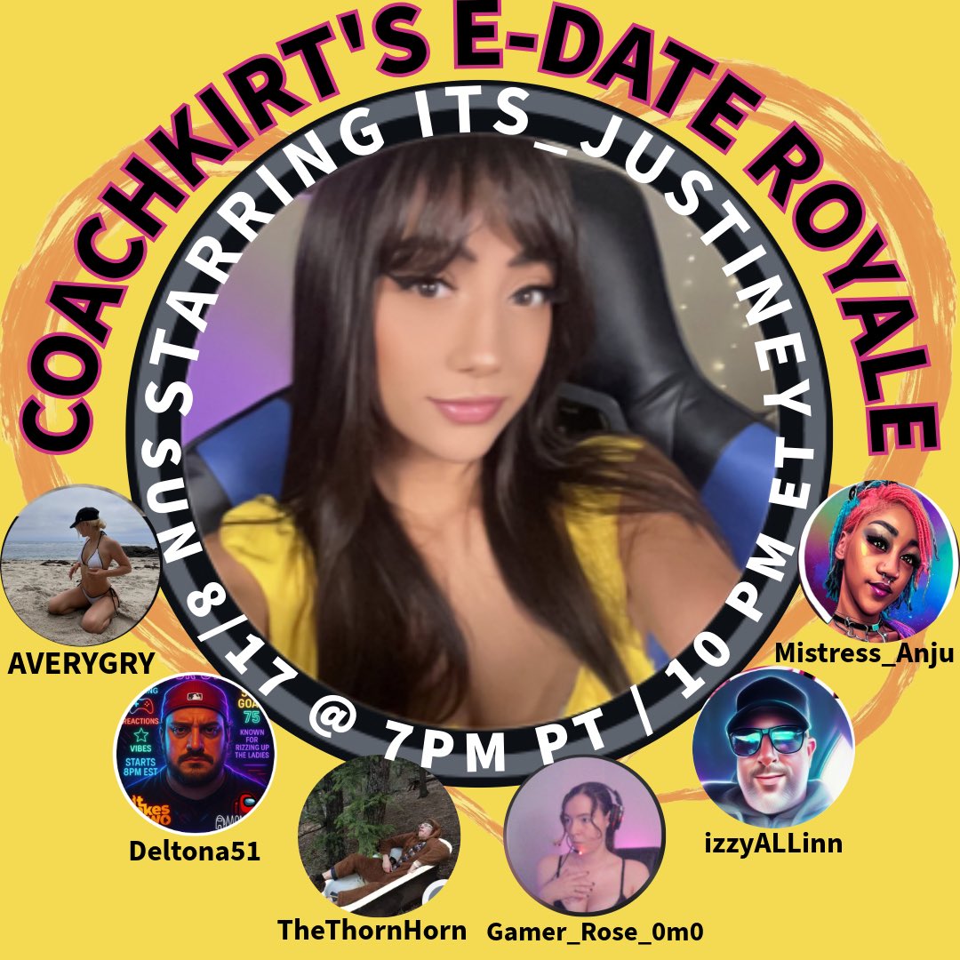 coachkirt's tweet photo. I’m excited to have Tiney back as the Star of my E-Date Royale show on Twitch tonight (Sunday, 8/17).  This will be my 26th episode!  https://t.co/wHtG3SqyyK https://t.co/pXgbuBjQM0