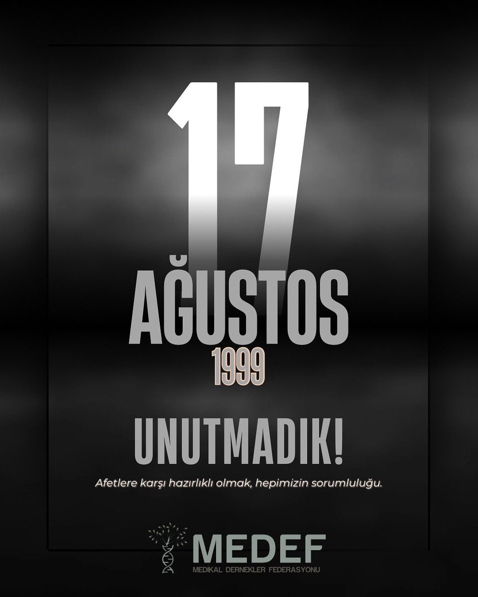 ⸻

📌 17 Ağustos 1999
Binlerce canımızı yitirdiğimiz, hepimizin hafızasında derin izler bırakan o geceyi asla unutmadık. 🌙
Deprem gerçeğiyle yaşadığımız bu coğrafyada, her bireyin ve kurumun afetlere karşı hazırlıklı olması bir tercih değil; bir sorumluluktur.
#17Ağustos