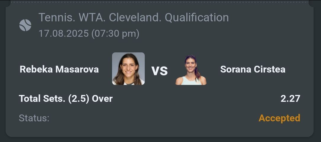 A3RBET's tweet photo. Tennis WTA Cleveland Qualification
Rebeka Masarova vs Sorana Cirstea 🏆
My Pick: Over 2.5 Sets @ 2.27 🔥
Expect a tight battle both players thrive on hard courts & deliver close matches
#WTACleveland #TennisBetting #SportsAnalysis #Cirstea #Masarova #BetTips https://t.co/3k8jLIpMvm