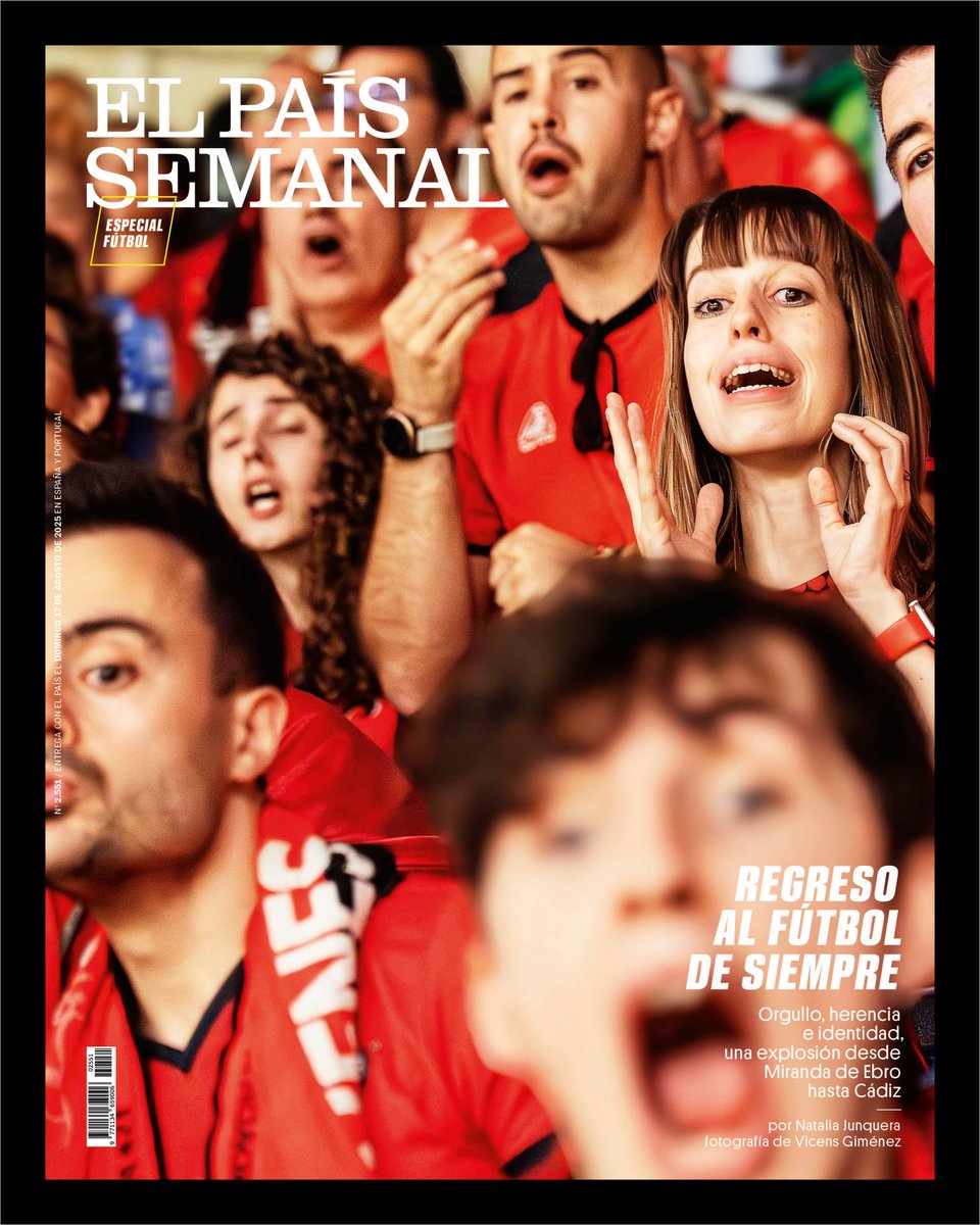 quintatinta's tweet photo. Esta portada me hace especialmente feliz, porque soy de Miranda y del @CDMirandes, del que mi padre era socio. No han subido a Primera, pero este fin de semana los rojillos dominan el quiosco. Un especial fútbol en @elpaissemanal con foto de @vicensgimenez https://t.co/U00DTHSAd1