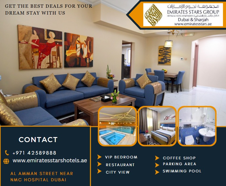 StarsEmirates's tweet photo. β¨ Experience comfort & elegance at Emirates Stars Hotel Apartment Dubaiβ¨
Spacious rooms β’ Modern amenities β’ Affordable luxury
π Starting from AED 260++ onwards
π Call us today: +971 4258 9888
#dubaistyle
#hotelapartmentsdubai
#affordableluxury
#emiratesstars
#hotelsmearme
#onebedrooms
#TwoBedroomApartments
