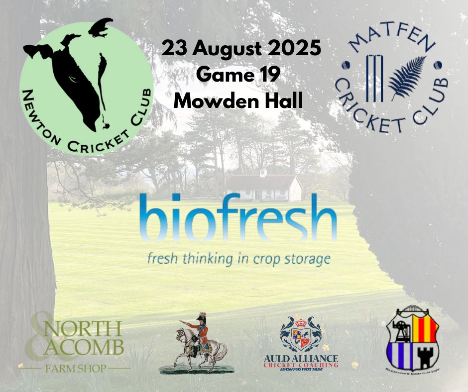 Our penultimate home game of the season sees us welcome <a href="/MatfenC/">MatfenCC</a> to Mowden Hall. After an excellent victory in the reverse fixture, the Cows will be looking to use home advantage to take home another win. Our thanks to <a href="/biofreshuk/">Biofresh UK</a> for their support! #UpTheCows 🐮🏏