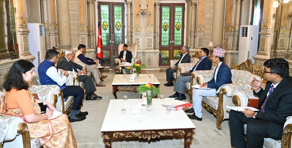 IndiaInNepal (@indiainnepal) on Twitter photo Foreign Secretary <a href="/VikramMisri/">Vikram Misri</a> called on the Rt. Hon'ble Prime Minister of Nepal, Mr. K.P. Sharma Oli <a href="/kpsharmaoli/">K P Sharma Oli</a>.
FS reaffirmed the deep civilizational ties and strong š®š³ ā š³šµpartnership, and discussed ways to further strengthen cooperation across various sectors.
<a href="/MEAIndia/">Randhir Jaiswal</a> Foreign Secretary <a href="/VikramMisri/">Vikram Misri</a> called on the Rt. Hon'ble Prime Minister of Nepal, Mr. K.P. Sharma Oli <a href="/kpsharmaoli/">K P Sharma Oli</a>.
FS reaffirmed the deep civilizational ties and strong š®š³ ā š³šµpartnership, and discussed ways to further strengthen cooperation across various sectors.
<a href="/MEAIndia/">Randhir Jaiswal</a>
