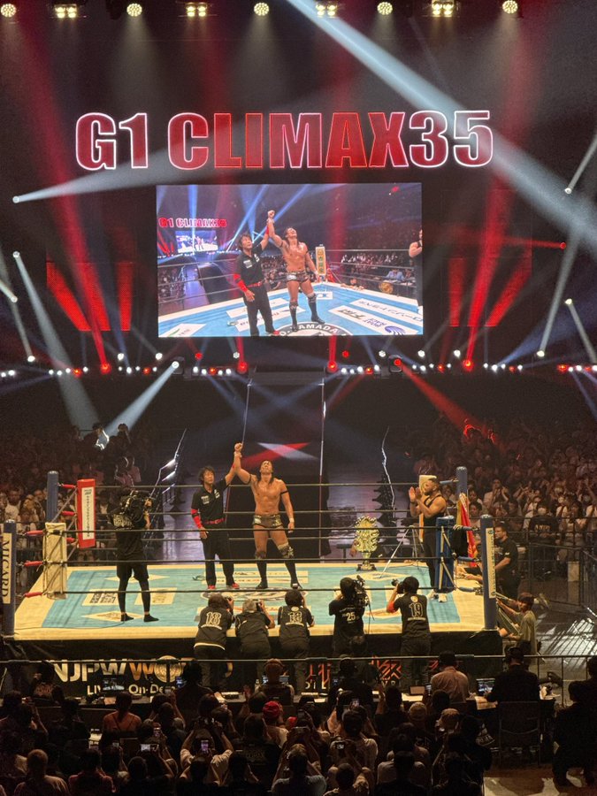 ddtproENG's tweet image. /
📢UPDATE!
\
At New Japan Pro Wrestling 's G1 CLIMAX 35 Grand Finals at Ariake Arena, Konosuke Takeshita wins his first G1 CLIMAX!
#G1FINAL #njpw #ddtpro #AEW