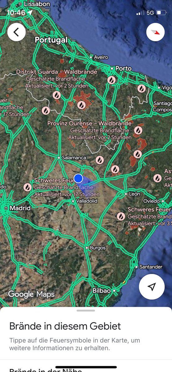 Btw hier sind überall Brände in Spanien und Portugal, voll crazy