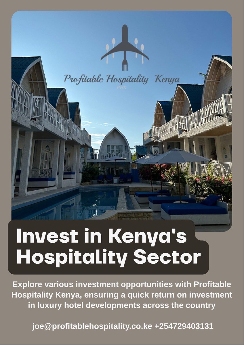 ProfitableKe's tweet image. Invest in Hospitality and Hotels with us ! Generational wealth starts here ! Start small grow big Call 0729403131 . 
#kenya #lskannualconference2025 #CitizenWeekend #Tourism #NairobiDivas @citizentvkenya @StateHouseKenya @OleItumbi @Itumbi_Denis @StandardKenya